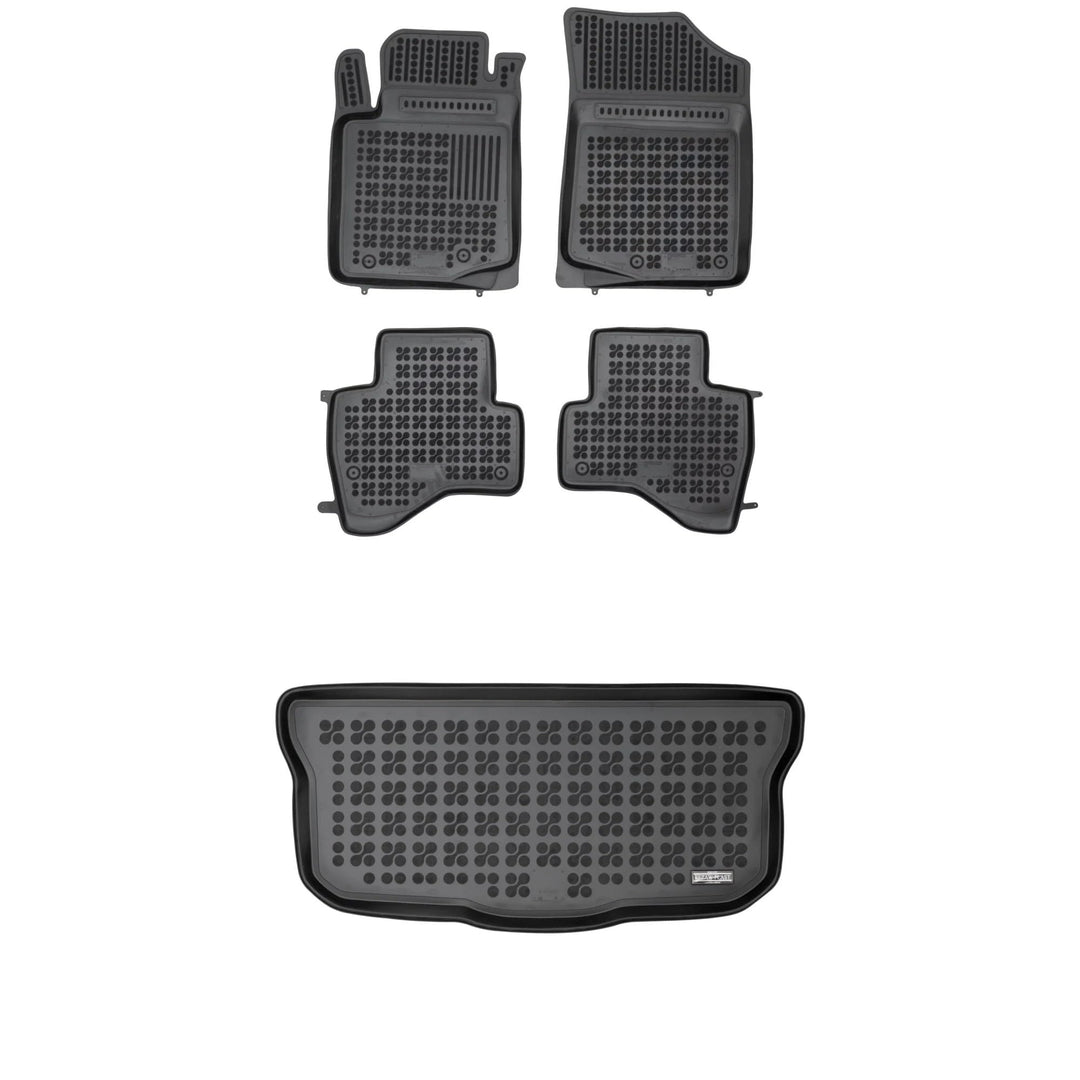 M MOTOS Satz Gummifussmatten und Kofferraummatten für Toyota Aygo II 2014-2021 - Verbessern Sie Ihre