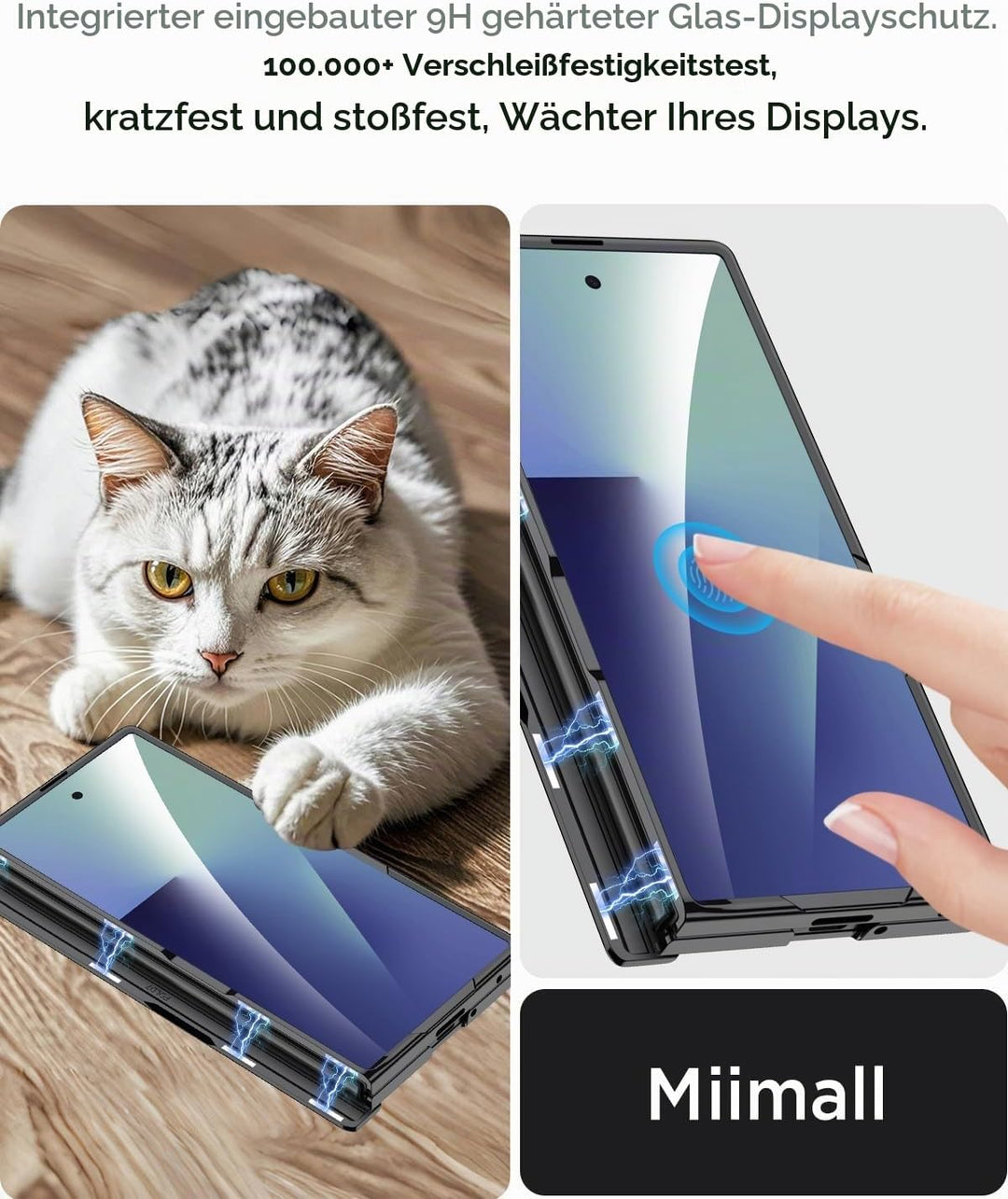 Miimall Lederhülle Kompatibel mit Samsung Galaxy Z Fold 7 Hülle mit Displayschutz+Scharnierschutz, S