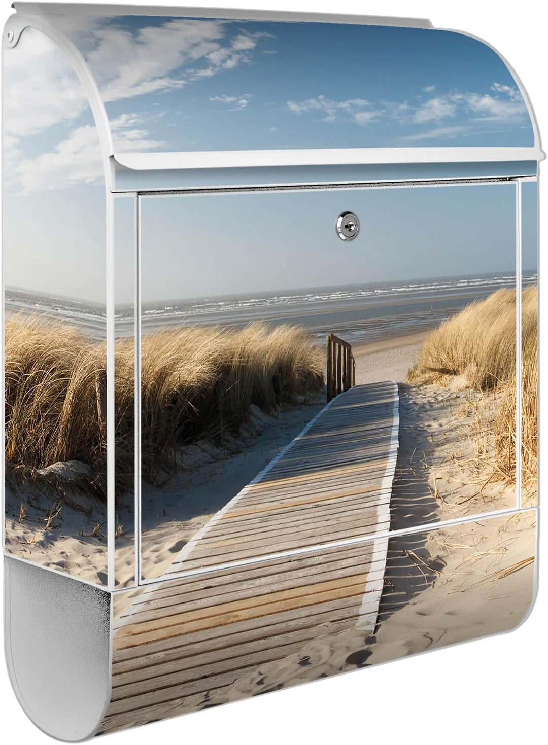 banjado® Design Briefkasten mit Motiv Dünen 39x47x14cm &amp; 2 Schlüssel - Briefkasten Stahl weiss mit Z