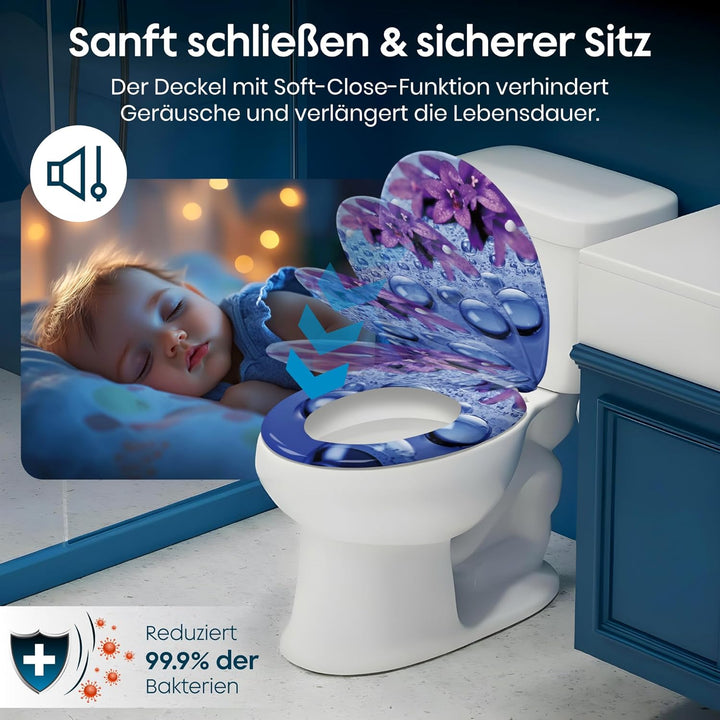 Yelcona WC-Sitz Duroplast,max. Belastung der Klobrille 150 kg Toilettensitz mit Absenkautomatik und