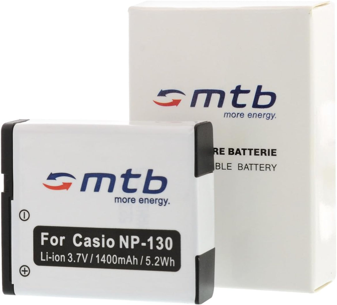 2 Akkus + Ladegerät (KFZ, Netz) für Casio NP-130 / Exilim FC300S H30 H35 ZR100 ZR200 ZR300 Siehe Lis