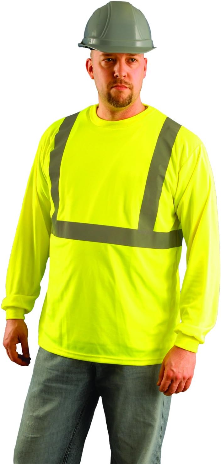 Occunomix LUX-LSET2B-YM Classic Long Sleeve Wicking Birdseye High Visibility T-Shirt, Medium, Yellow