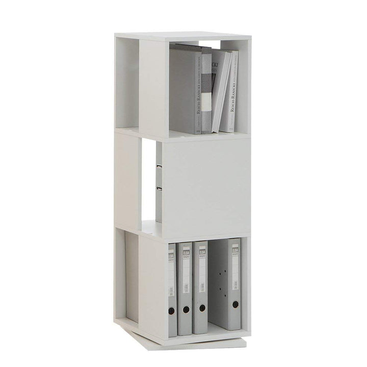 FMD Möbel, 291-001E Tower drehbares Regal, melaminharz beschichtete spanplatte, weiss, masse 34.0 x