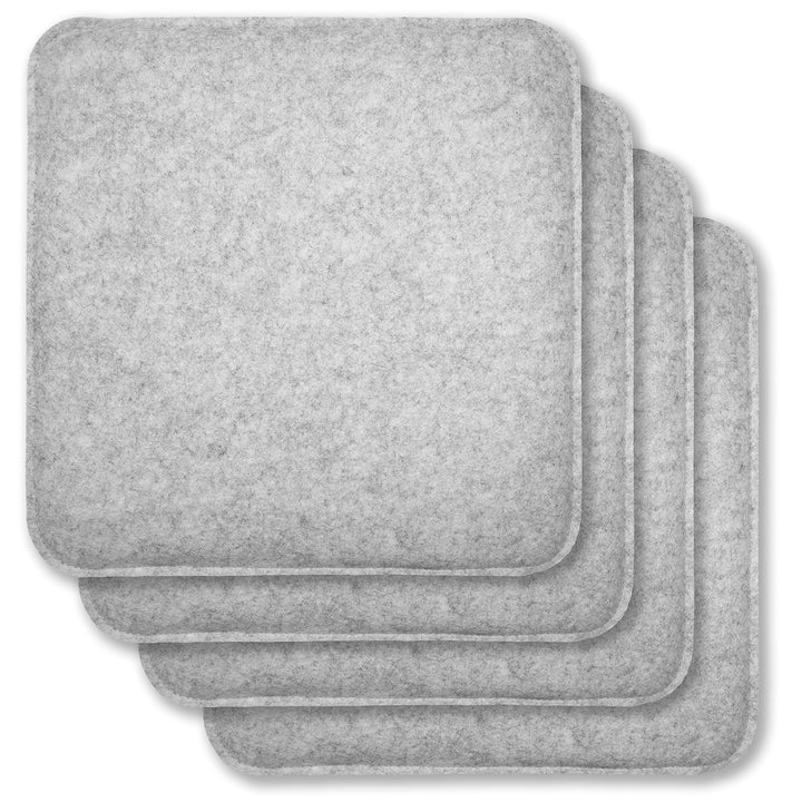 Rubberneck 4er Set rutschfeste Filz Sitzkissen eckig, Stuhlkissen mit Antirutsch-Noppen, hellgrau He