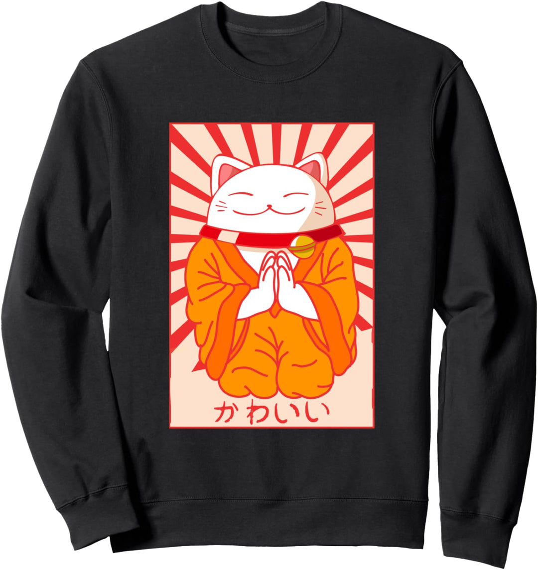 Maneki Winke Katze Neko Asien Japanisch Lustig Anime Kawaii Sweatshirt