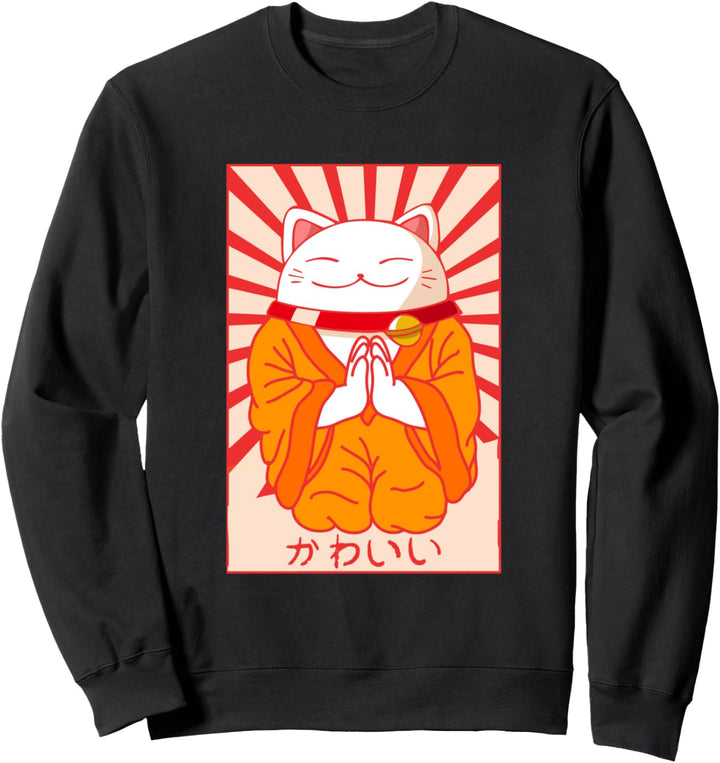 Maneki Winke Katze Neko Asien Japanisch Lustig Anime Kawaii Sweatshirt