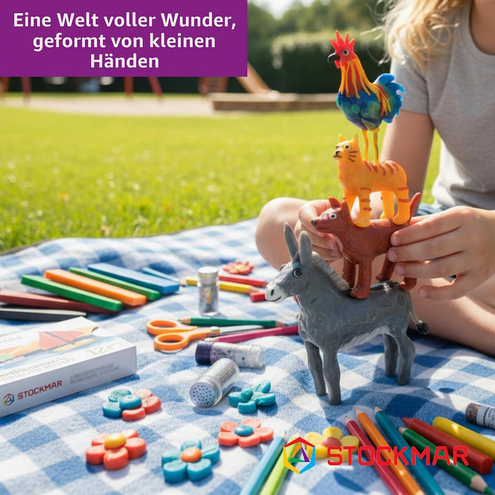 Stockmar 51200 - Knetbienenwachs, 100 x 40 mm, 12 Farben