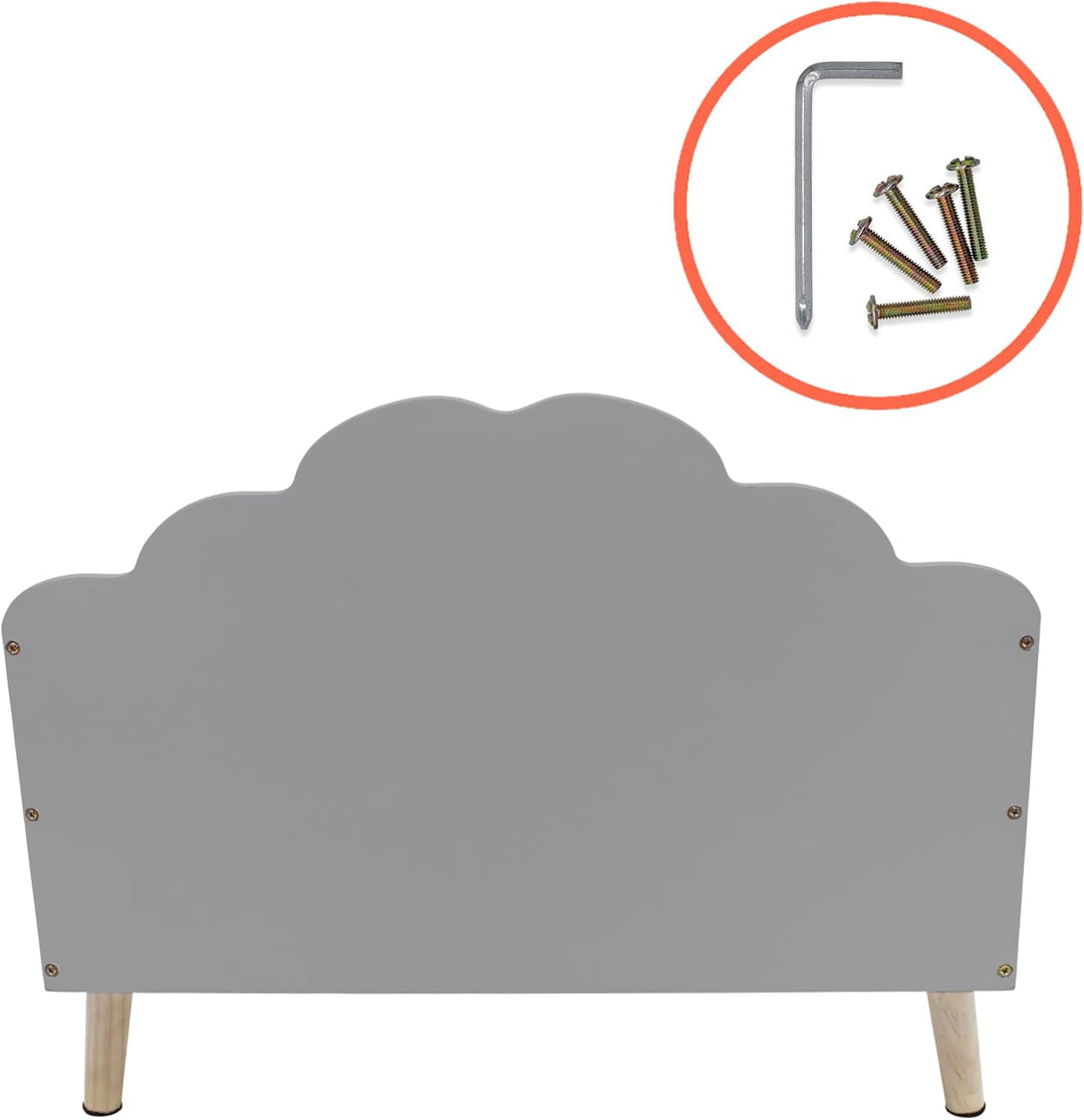 Spetebo Kinder Aufbewahrungstruhe Wolke 58 x 45 cm - grau - Holz Ordnungskiste im kindgerechten Desi