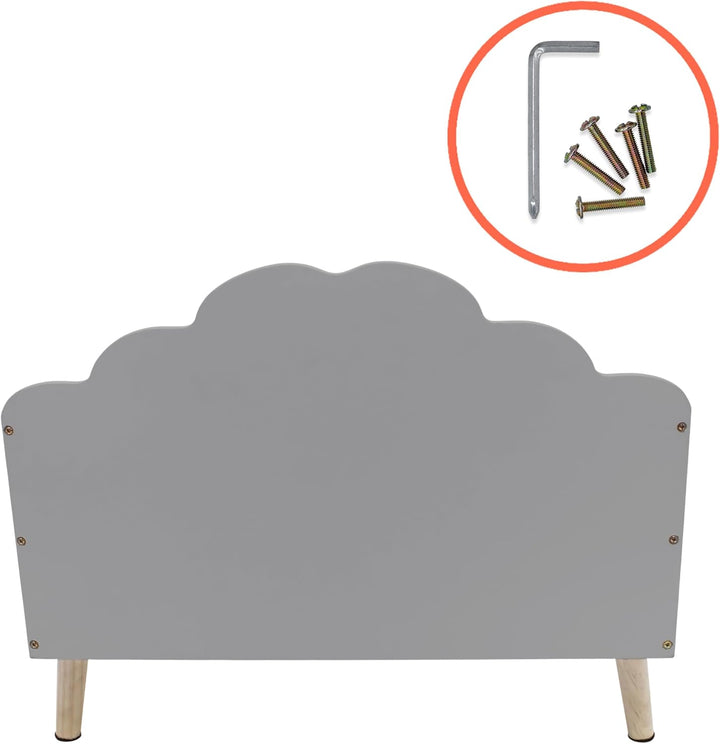 Spetebo Kinder Aufbewahrungstruhe Wolke 58 x 45 cm - grau - Holz Ordnungskiste im kindgerechten Desi