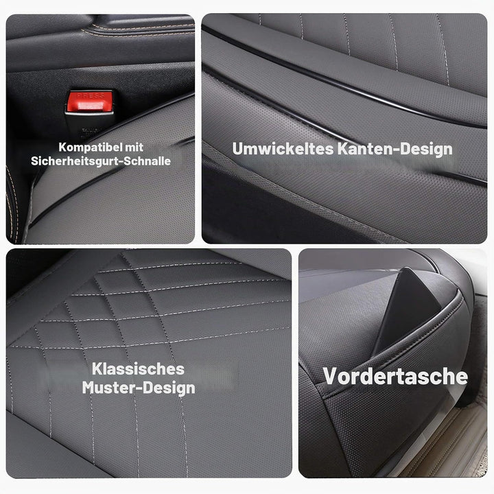 kingphenix Premium-PU-Autositzbezug, Vordersitzschutz, funktioniert mit 95% Aller Fahrzeuge, gepolst