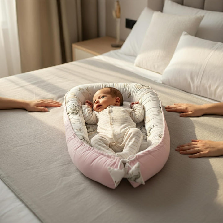 PIMKO Pink Babynest Babynestchen für Baby Kuschelnest 2-seitig Babykokon für Säuglinge und Neugebore