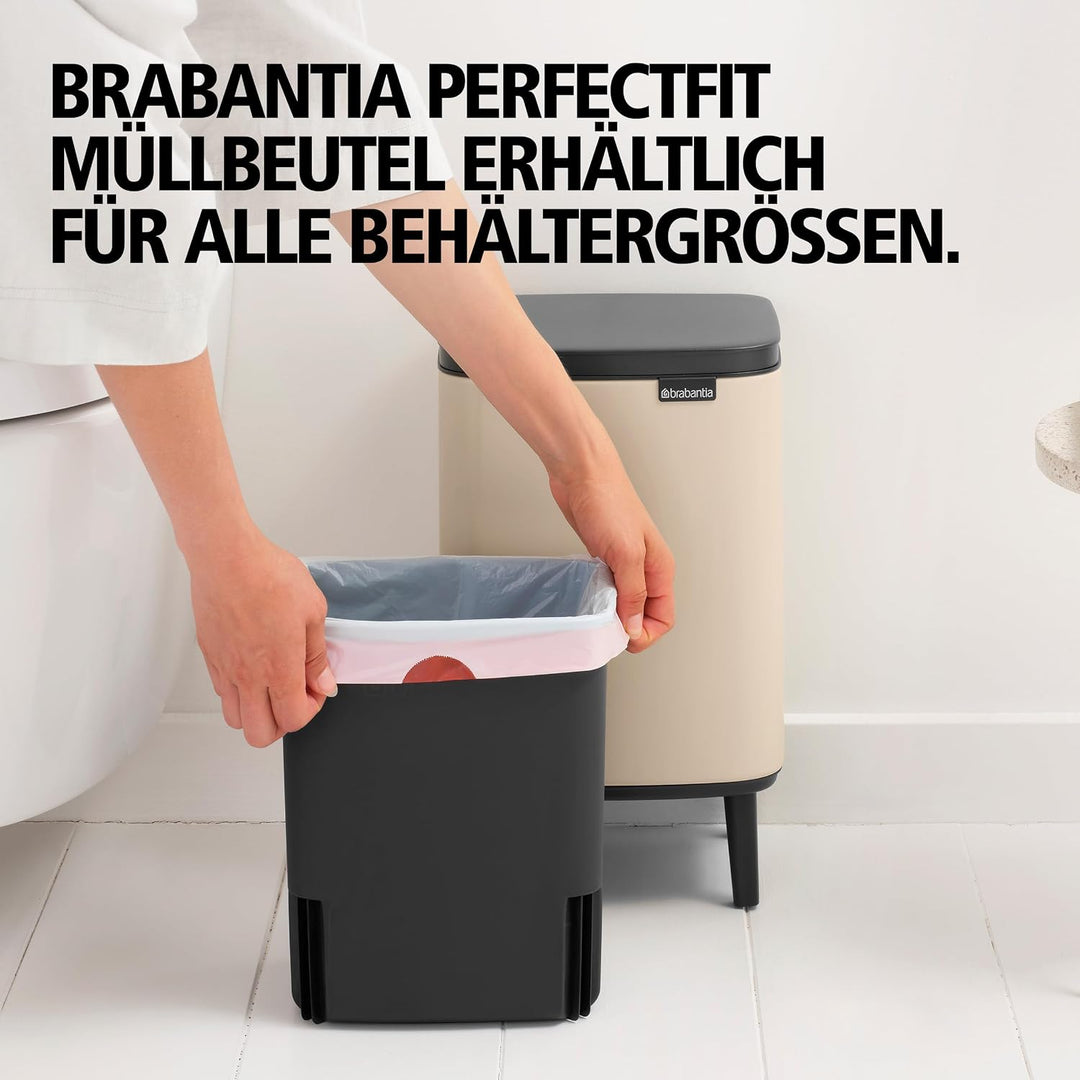 Brabantia Bo Hi Abfalleimer 7 l mit Soft-Close-Deckel, Abfallsammler mit herausnehmbarem Inneneimer