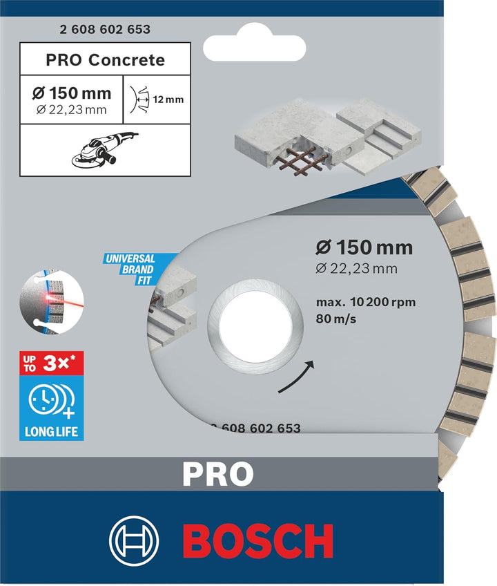 Bosch Professional Diamanttrennscheibe Best für Concrete, 150 x 22,23 x 2,4 x 12 mm, 150 x 22,23 x 2