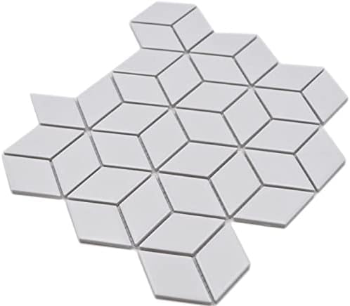 Mosaikfliese Keramik Mosaik Kombi 3D Würfel uni weiss matt Fliesenspiegel Küche MOS13-POV4_f