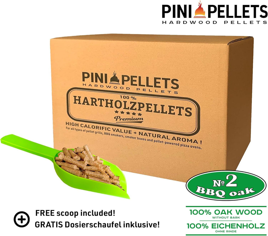 PINI Grillpellets 15 KG – Holzpellets 100% Eiche №2 zum Grillen, Räuchern, Smoken auch für pelletbet