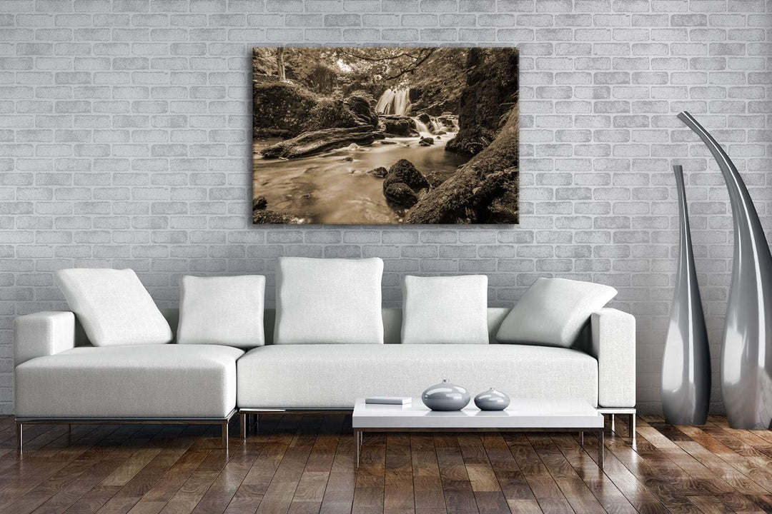 deyoli Flusslauf im Dschungel Format: 60x40 Effekt: Sepia als Leinwand, Motiv fertig gerahmt auf Ech