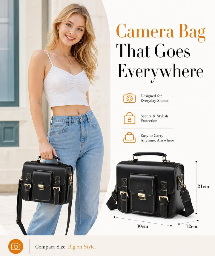 Cwatcun Kameratasche Kamera Umhängetasche Kompaktkamera Tasche Wasserdicht Retro Kompatibel für Cano