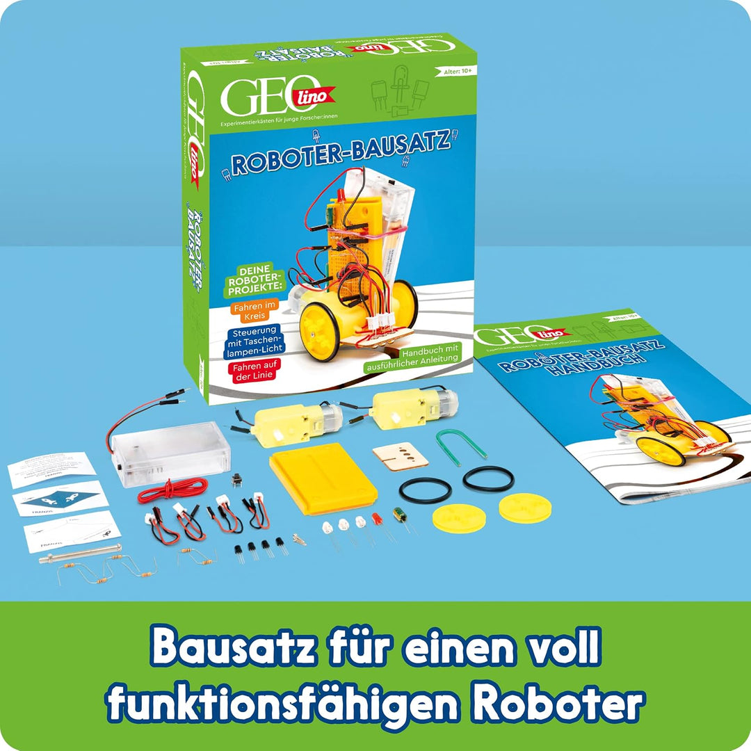Franzis 67158 - GEOlino Roboter Bausatz, inkl. Handbuch mit ausführlicher Anleitung, ohne Löten, für
