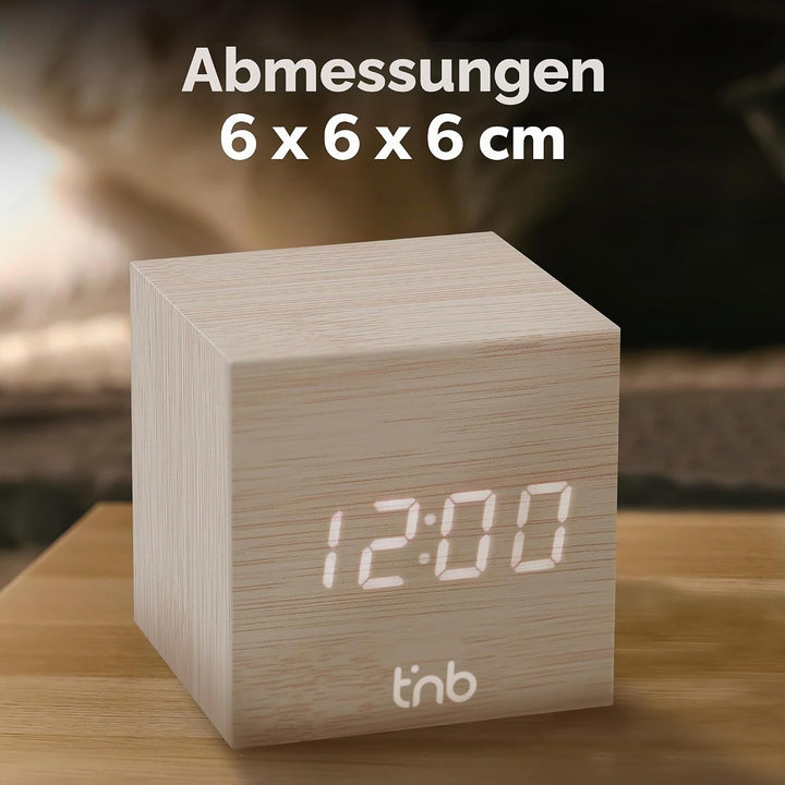 T'NB - Moderner digitaler Wecker aus Holz, multifunktionaler LED-Wecker, digitale Uhr mit Zeitanzeig