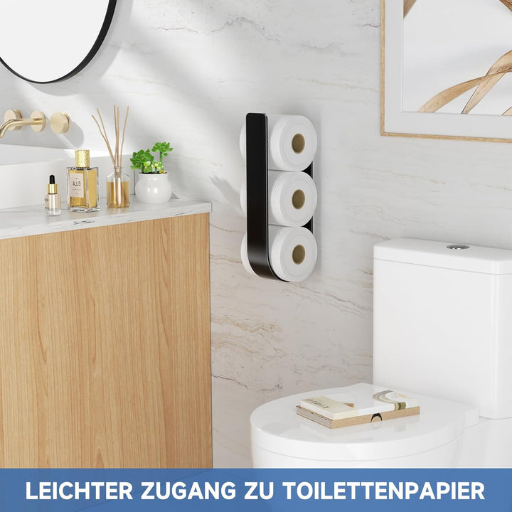 Toilettenpapier Aufbewahrung Schwarz, Selbstklebender Klopapier Aufbewahrung, Toilettenpapierhalter