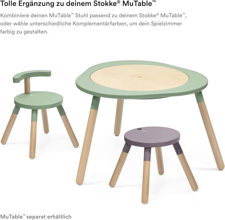 Stokke MuTable Stuhl, Storm Grey - 2023 Neugestaltung - Anpassbare Sitzhöhe & entfernbare Rückenlehn