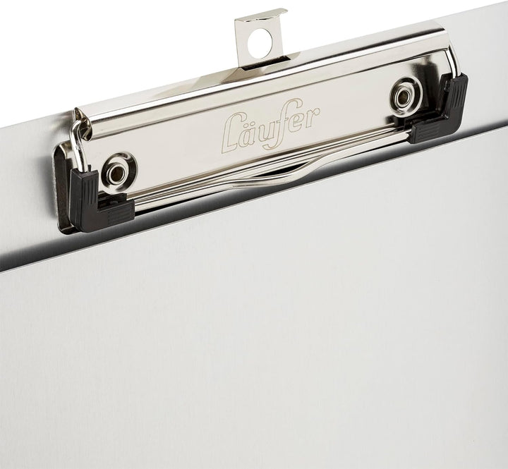 Läufer 22017 Dokumenten Klemmbrett mit seitlicher Schutzkappe, aus Aluminium, für DIN A4, Deckel als