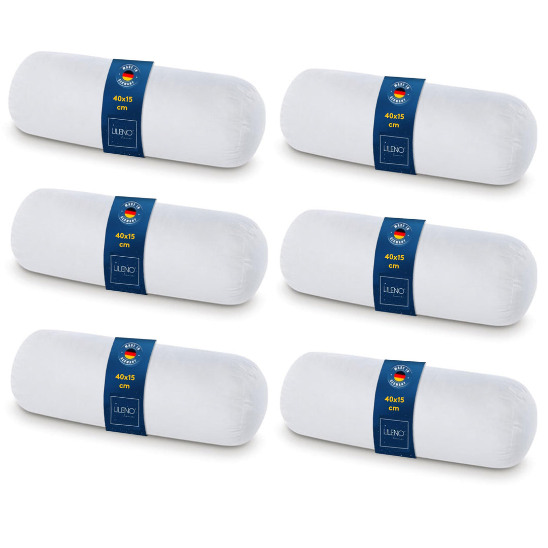 LILENO HOME Microfaser Nackenrolle 15x40 cm [6er Set] bis 95 Grad waschbar mit Reissverschluss - Kop