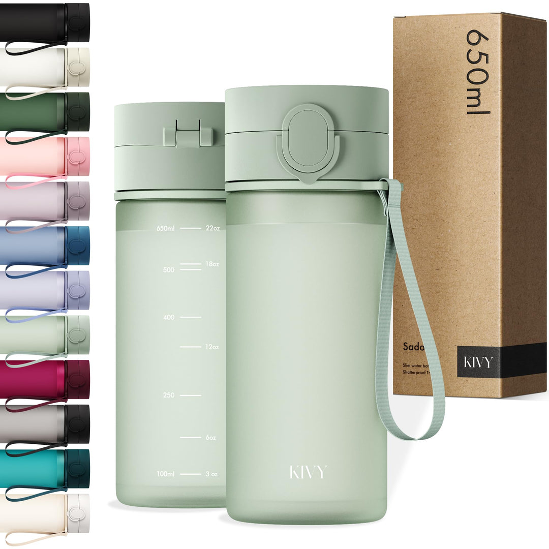 KIVY Trinkflasche 650ml [BPA FREI] Auslaufsicher &amp; Spülmaschinenfest - Wasserflasche für Kinder &amp; Er