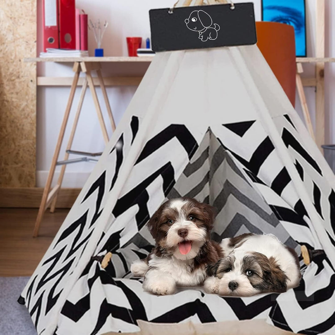 Tipi Zelt für Haustiere Hundezelt Katzenzelt 60x60x70cm Haustierzelte Häuser mit Doppelseitigem Kiss
