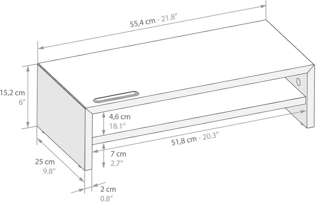 MOBILI FIVER, Monitorständer Riki, H.15 cm, Farbe: Grauer Beton, Laminiert, Made in Italy Altezza 15