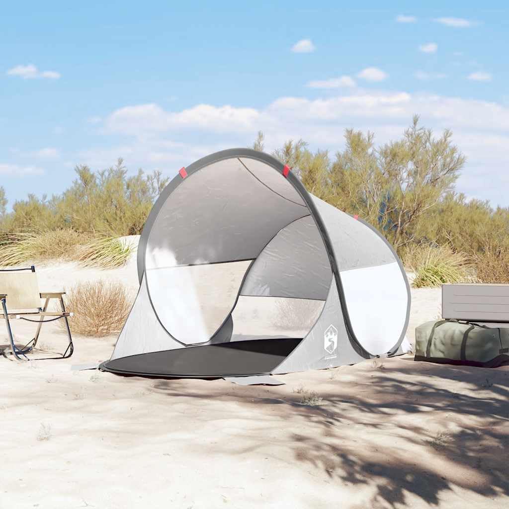 vidaXL Strandzelt, Strandmuschel mit Offenem Eingang, Campingzelt Pop-Up Wasserdicht Tragbar, Wurfze
