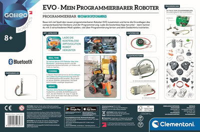 Clementoni Galileo Robotics EVO Roboter - Programmierbarer Spielzeug-Roboter, Bausatz mit 50 Teilen