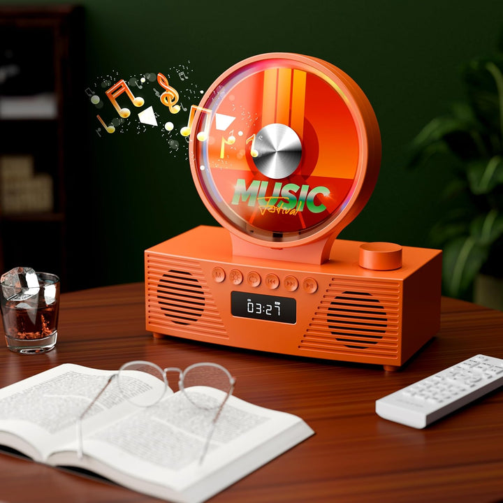 ROADOM Tragbarer CD-Player mit Bluetooth, Hi-Fi Stereo & Akku | Bluetooth TX & RX, 4000mAh Akku, Ret