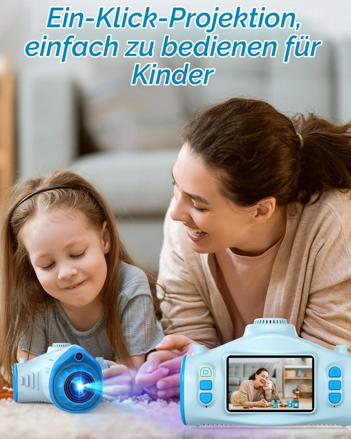 Kinderkamera, 3 in 1 Beamer Projektor Kamera 1080P Digitalkamera Fotoapparat Fotokamera Kinder, Weih