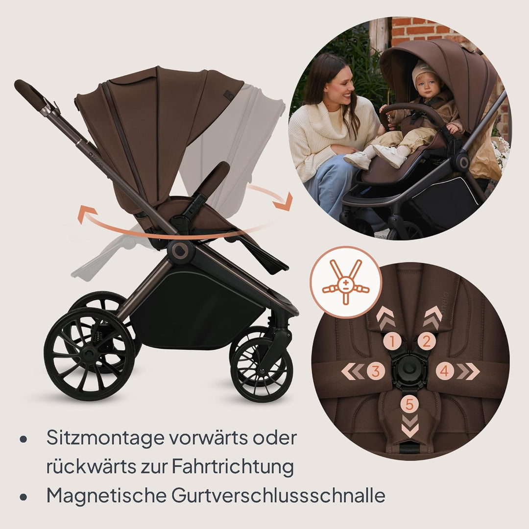 Lionelo MIKA PLUS Kinderwagen 6-48 Monate bis 22 kg, Verstellbare Rückenlehne und Fussstütze, Federu