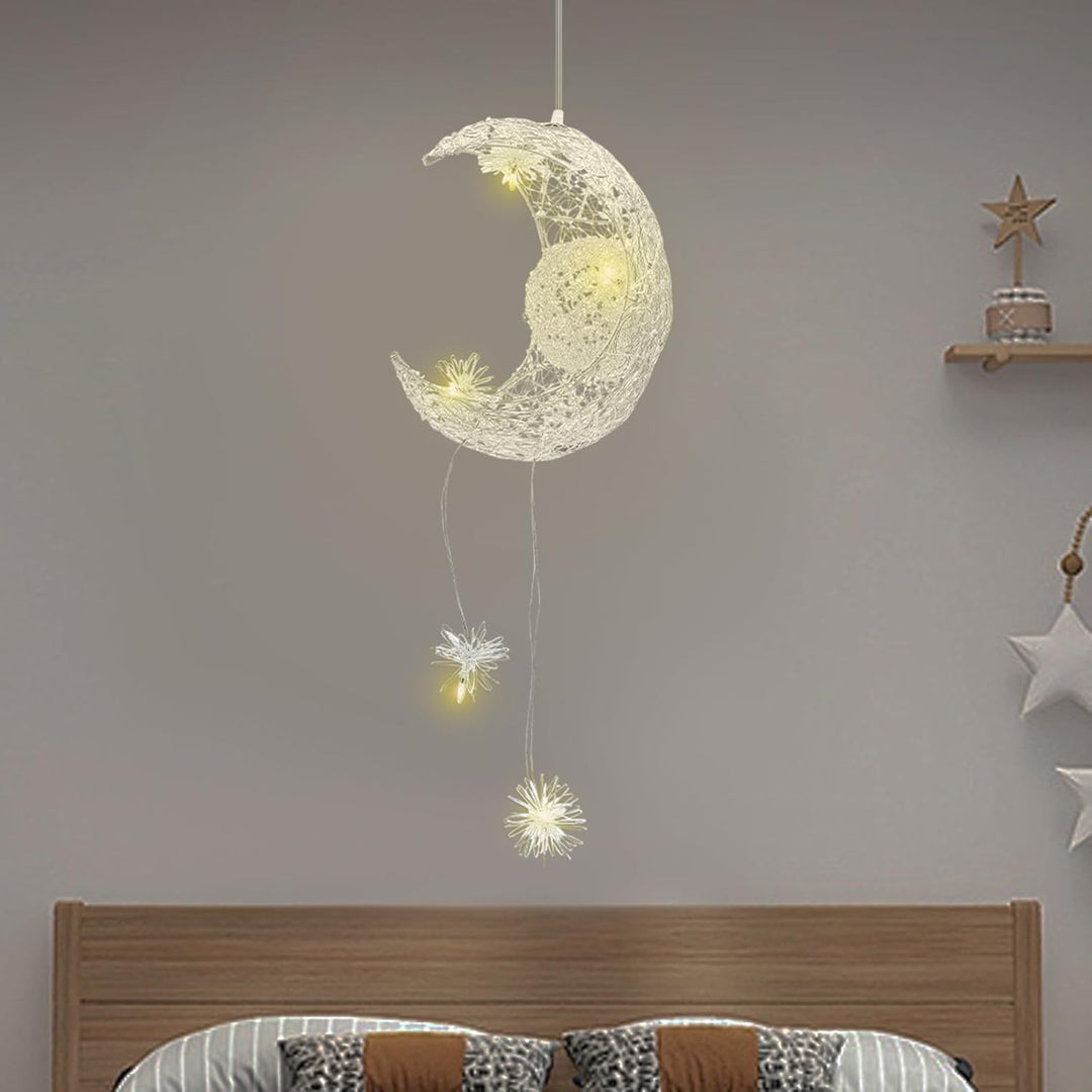 kangten LED Decken Lampe Kreative Kinder Zimmer Fairy Mond und Sterne Pendelleuchte Kronleuchter Bel