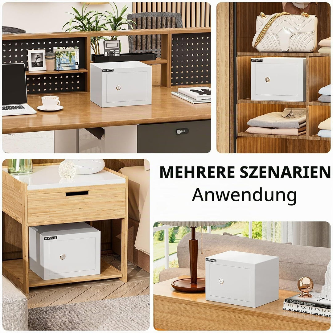 WASJOYE Mini Safe Tresor mit Schlüssel, 17 * 23 * 17cm Mini Tresor mit Schloss für Zuhause/Büro, 6.6