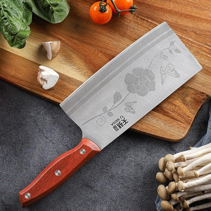 TJ POP Hackmesser Chinesisches Kochmesser Professionelles 18.8cm, Scharfer Küchenmesser mit Full Tan