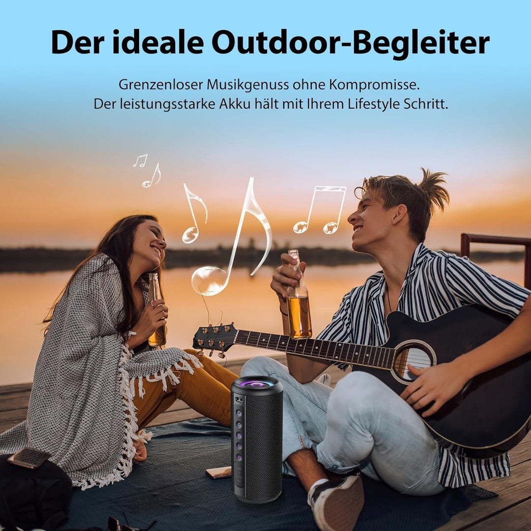 Bluetooth Lautsprecher, 2026 Musikbox Bluetooth 5.4 mit RGB Lichter, Tragbarer Lautsprecher Freispre