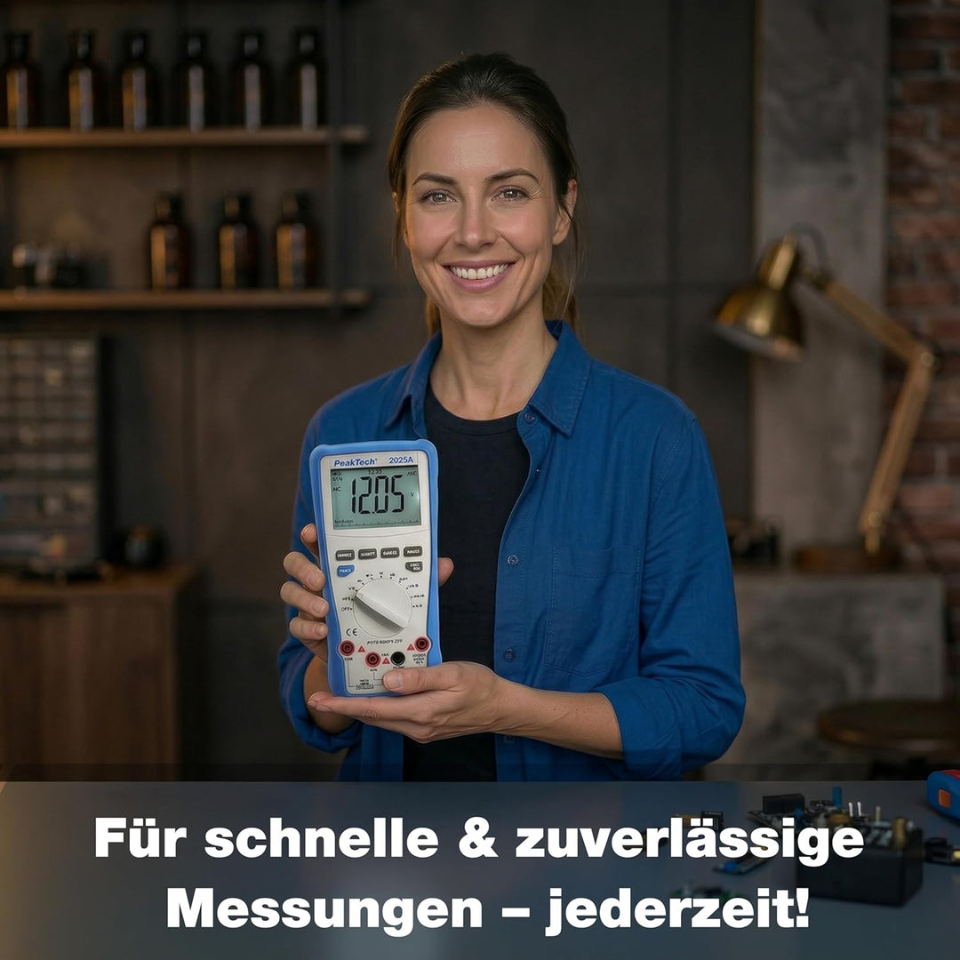 PeakTech 2025 A – True RMS Digital Multimeter, 6.000 Counts, integrierte Datenschnittstelle mit Soft