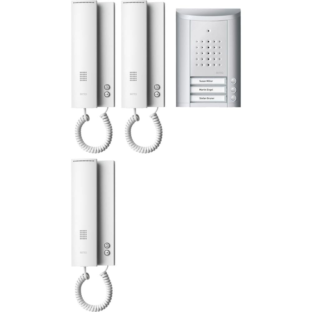 Ritto Türsprechanlage ENTRAVOX KOMPLETTSET für 3 Familienhaus SILBER, 1841320, Premium Gegensprechan