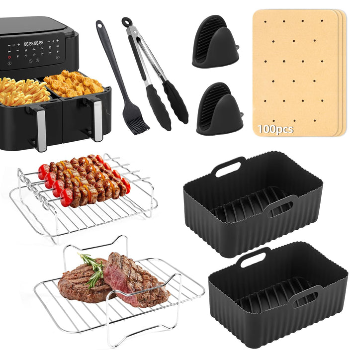 Silikonform Heissluftfritteuse Airfryer Zubehör für Ninja Foodi Max Dual Zone 9.5L Zubehör Heissluft