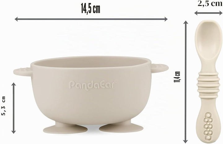 PandaEar 3 Pack Babysaugschalen &3 Babylöffel| Leckdichte Aufenthalts Silicon Food Bowl für Babys Ki
