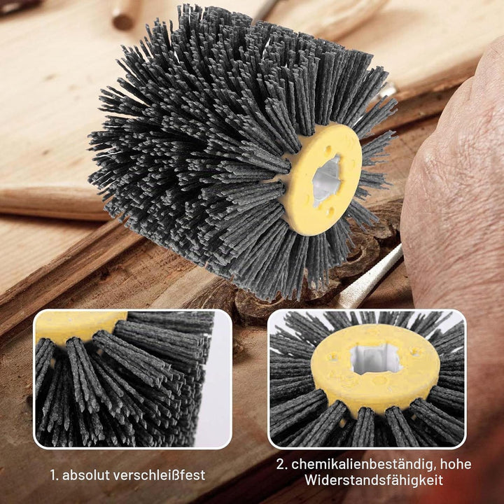 Schleifbürsten: 80 Körnung, 100mm Breite - 120mm Ø | Schleifwalze geeignet, Nylonbürste für Satinier