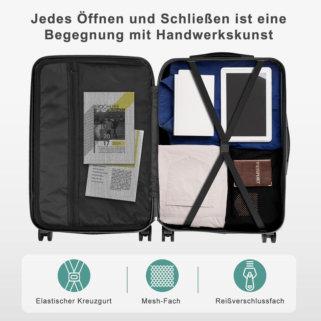LALAHO Kofferset Koffer Set 4 teilig Hartschale (Türkis) | Handgepäck koffer aus ABS, Reisekoffer mi