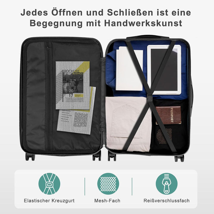 LALAHO Kofferset Koffer Set 4 teilig Hartschale (Türkis) | Handgepäck koffer aus ABS, Reisekoffer mi