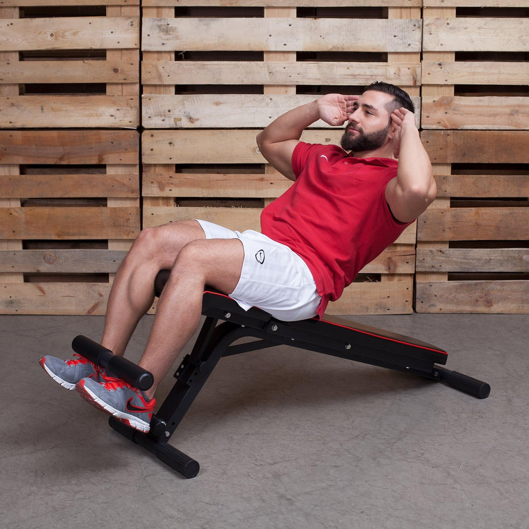TOPSELLER! Profihantel Premium Line Hantelbank – Beinhalterung für Bauchtraining, bis 550 kg belastb