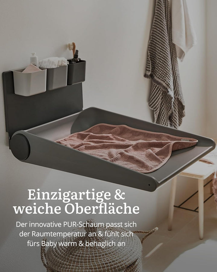 Leander Wally™-Wandwickeltisch Dusty Grey - Klappbare Wickelkommode für Wandmontage - Wickeltisch Or