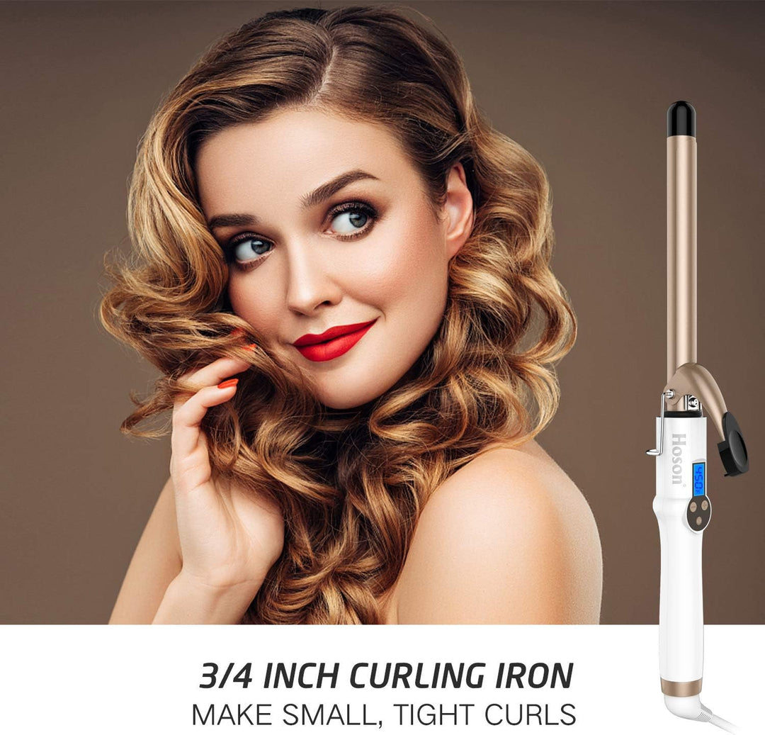 Hoson 19mm Lockenstab Pro Curl, Keramik Turmalin Beschichtung Lockenstab, LCD Display 9 Hitzeeinstel