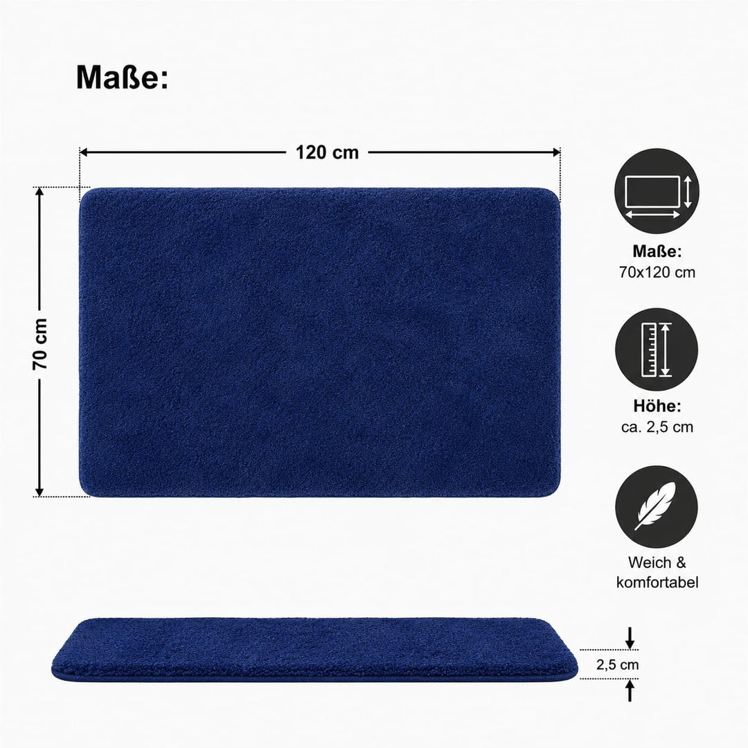 Brandsseller Badematte 70x120 cm Badezimmerteppich Badvorleger Badeteppich Blau 70x120 cm Blau, 70x1